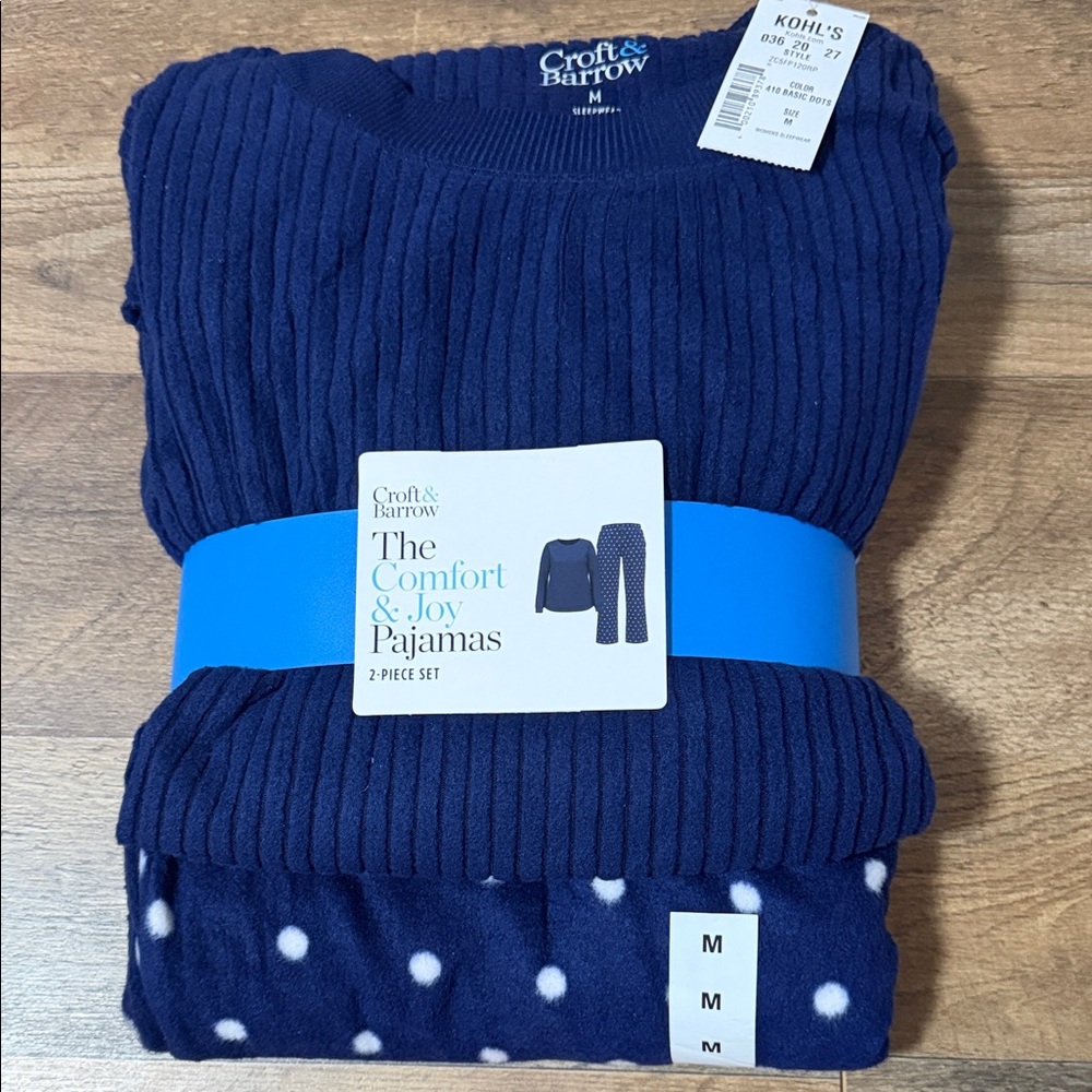 Croft & Barrow Blue Pajama Set with White Dots